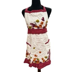 Vera Neumann Floral Apron with Burgundy Accents